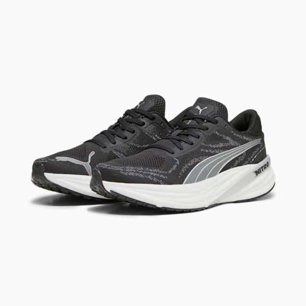 Tenis de correr Magnify NITRO 2 para hombre, PUMA Black-PUMA White-PUMA Silver, extralarge